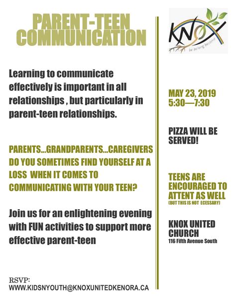 Parent/Teen Communication – Knox United Church, Kenora