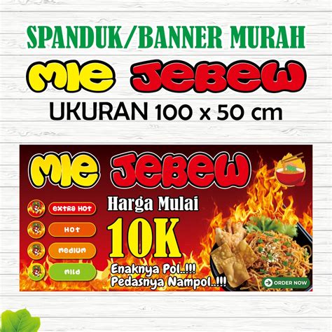 Jual spanduk banner mie jebew, mie level pedas, mie setan | Shopee Indonesia