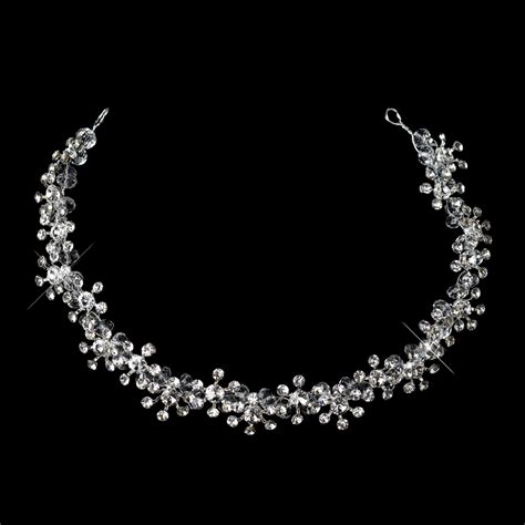 Silver Crystal & Rhinestone Flower Browband Headband - Elegant Bridal Hair Accessories