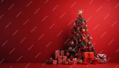 Premium AI Image | Christmas tree with red background and a red background