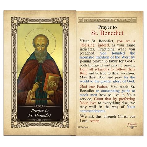 Prayer to St. Benedict Laminated Holy Card by shopcatholiccompany