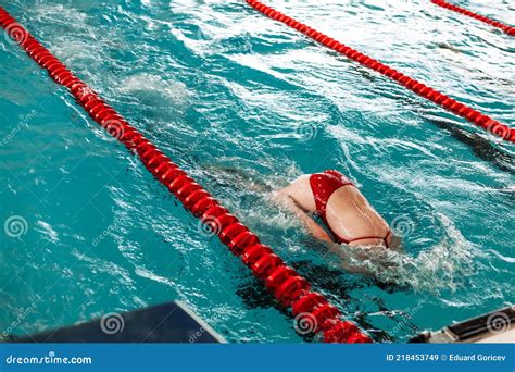 Competitive Swimming in the Pool during Training Stock Image - Image of ...