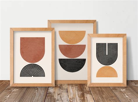 Geometric Art Print Set of 3 Mid Century Modern Art - Etsy ...