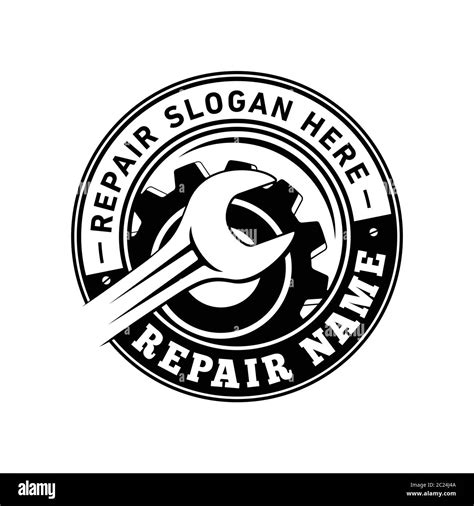 Repair logo design. Wrench and gear, repair, fix machine, maintenance ...