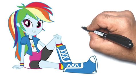 how to draw Rainbow Dash human step by step easy - YouTube