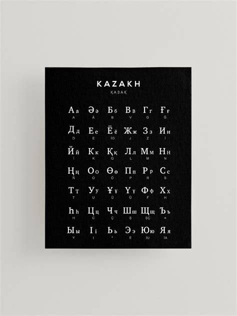 "Kazakh Alphabet Chart, Kazakh Language Chart, Black" Mounted Print for ...