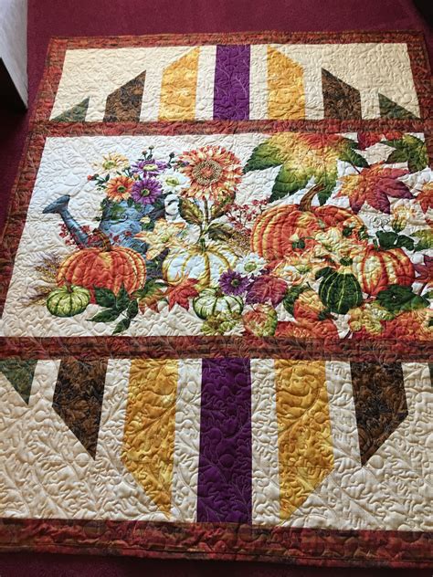 Fall Harvest Throw Quilt or Wall Hanging Earth Tone Colors 43x54 in Patchwork Panel Quilt ...