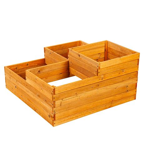 Wooden Four-Cube Self-Contained Raised Bed Garden Planter | Eligible for Promotions ...