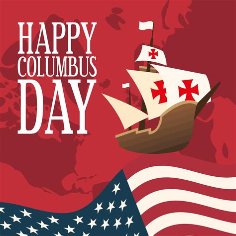 ship in front of an USA flag for happy Columbus day 1989500 Vector Art ...