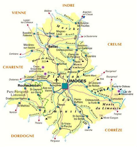 Carte de la Haute-Vienne - Haute-Vienne carte du département 87