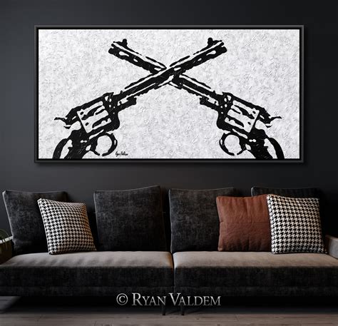 Gun Painting Guns Large Wall Art Military Heavy Texture | Etsy