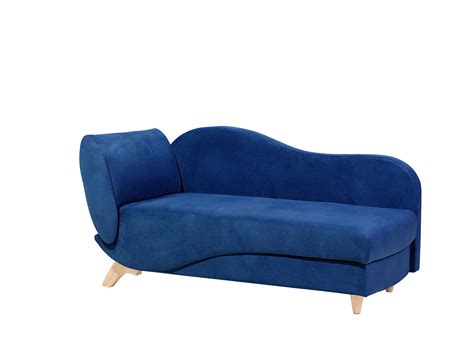 Left Hand Fabric Chaise Lounge with Storage Blue MERI | Beliani.co.uk