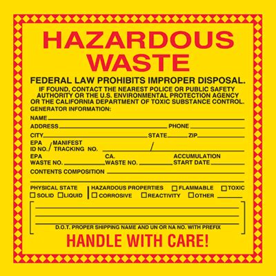 Hazardous Waste Labels - Physical State | Emedco