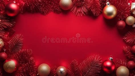 A Red Background with Gold and Red Christmas Ornaments Stock Photo - Image of tree, celebration ...