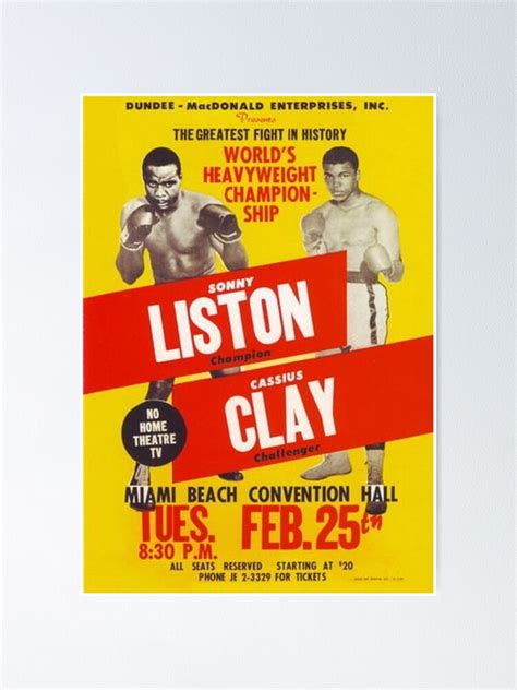 "Cassius Clay (Ali) vs Sonny Liston - February 25th, 1964" Poster for Sale by RogerMurdock ...