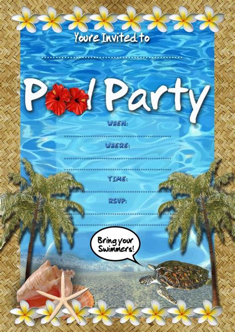 FREE Kids Party Invitations: Pool Party Invitation | Pool party invitations, Pool party ...