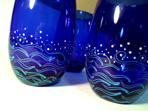 Ocean themed wine glasses hand painted wine glasses stemless