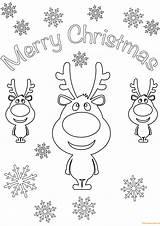 Reindeer Merry Christmas Cards Coloring Page  Free Printable sketch template