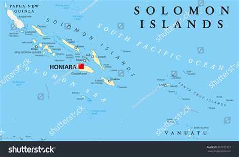 Solomon Islands Political Map Capital Honiara Stock Vector (Royalty ...