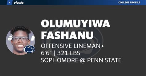 Olumuyiwa Fashanu, SOPHOMORE Offensive Lineman, Penn State