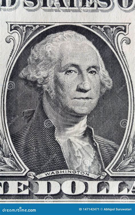 Macro Portrait of First USA President George Washington on One Dollar ...