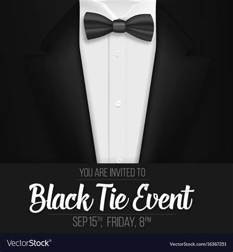 Realistic black suit black tie event invitation Vector Image