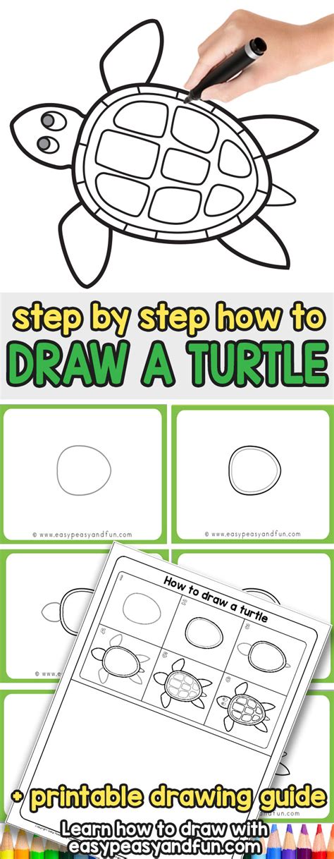 How to Draw a Turtle - Step by Step Drawing Tutorial - Easy Peasy and Fun