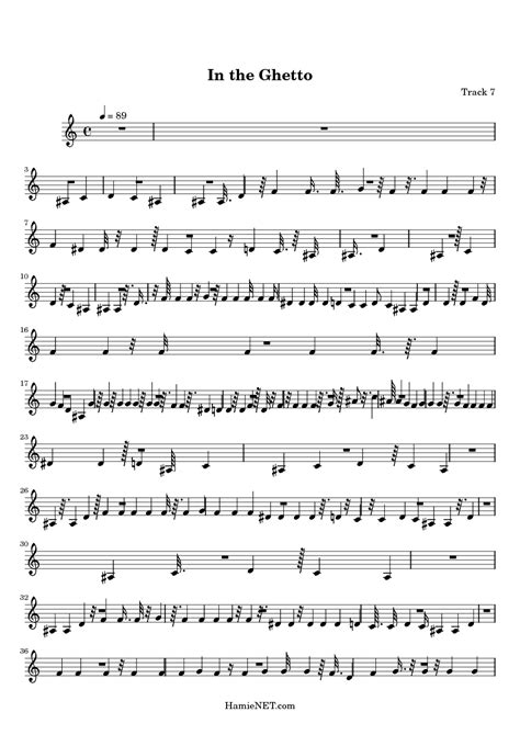 In the Ghetto Sheet Music - In the Ghetto Score • HamieNET.com