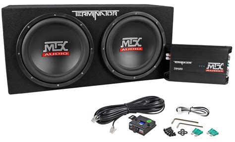 MTX Terminator TNP212D2 1200 Watt 2-Ohm Dual 12” Subwoofers+Box+Amp ...