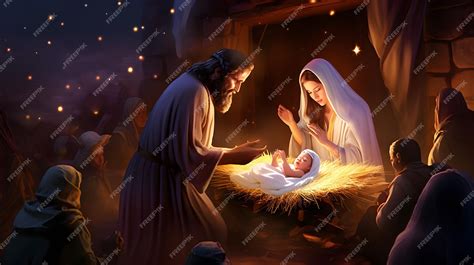 Premium AI Image | Scene of the birth of Jesus Christ Christmas nativity scene