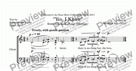 "Yes, I Know" - Download Sheet Music PDF file