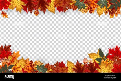 Autumn leaves border frame with space text on transparent background. Can be used for ...