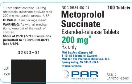 Metoprolol Succinate - FDA prescribing information, side effects and uses