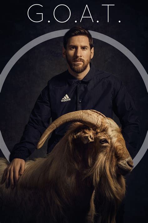 a man sitting on top of a goat in front of a black background with the words goat at