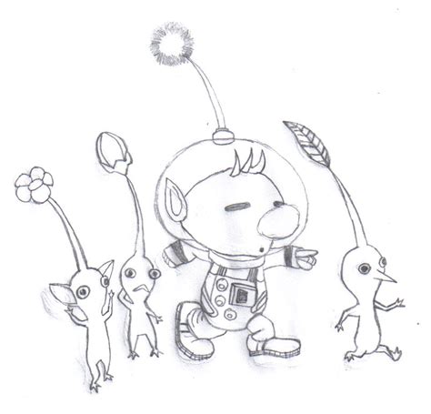 Olimar and Pikmin by MeowMaster789 on DeviantArt