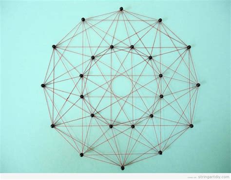 Geometrical String Art made with thumbtacks and threads, math project idea - String Art ...