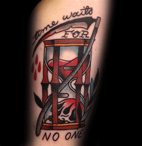 40 Time Waits For No Man Tattoo Designs For Men – Quote Ink Ideas