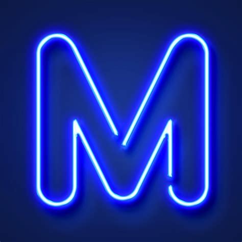 Premium Photo | Letter M realistic glowing blue neon letter against a blue background