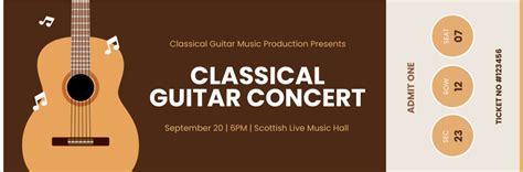 Classical Guitar Concert Ticket | Ticket Template