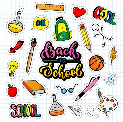 School stickers on paper Premium Vector Sticker Paper, Stickers ...