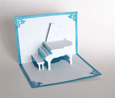 GRAND PIANO 3D Pop-Up Greeting Card Handmade Cut by Hand