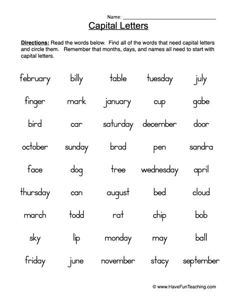 Capital Letters Find It Worksheet by Teach Simple