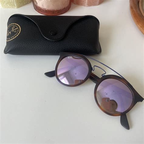 RAY-BANS💜 Tortoise shell frame, reflective round... - Depop