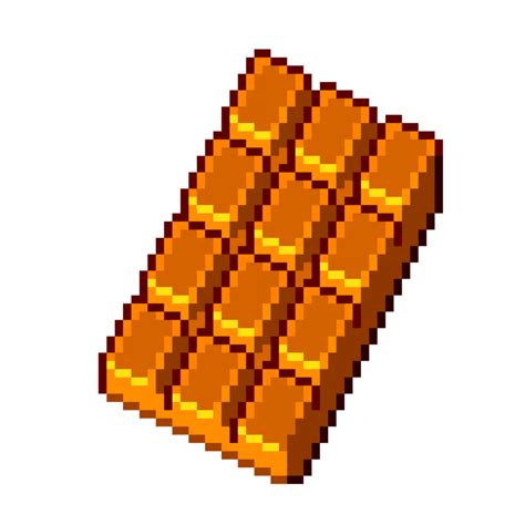 An 8-bit retro-styled pixel-art illustration of a caramel chocolate bar ...