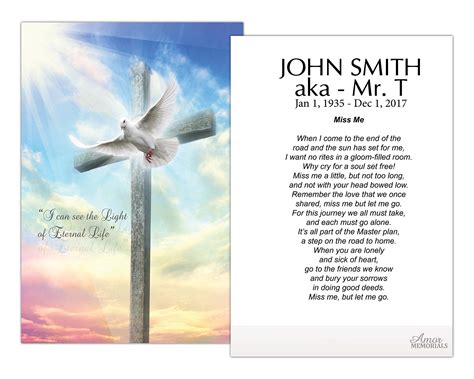 Large Funeral Memorial Prayer Cards 3.25"x5.25" (Waterfall and Bible ...