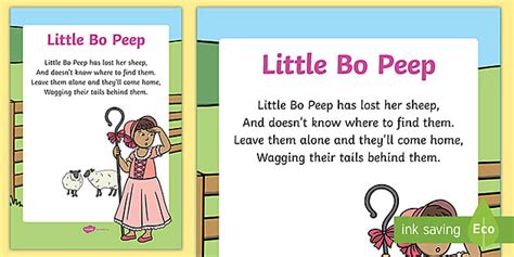 Little Bo Peep Nursery Song Poster (teacher made) - Twinkl