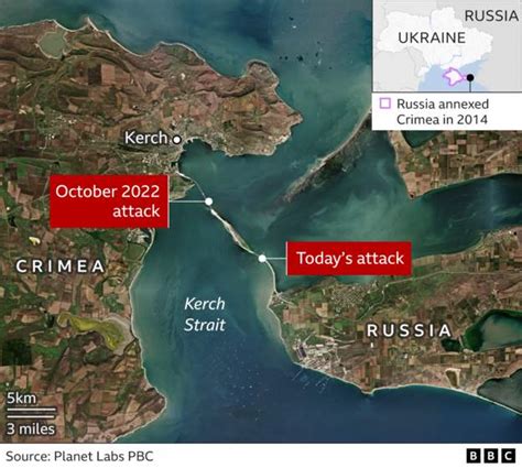 Satellite Imagery Shows Damaged Crimea Bridge