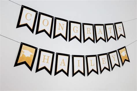 Graduation Banner in Black Gold Instant Download Graduation - Etsy