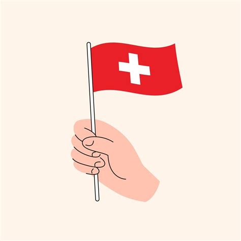 Cartoon Hand Holding Swiss Flag Drawing. Flag of Switzerland, Concept Illustration, Flat Design ...