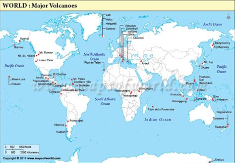 World Map of Volcanoes, Volcanoes Of The World